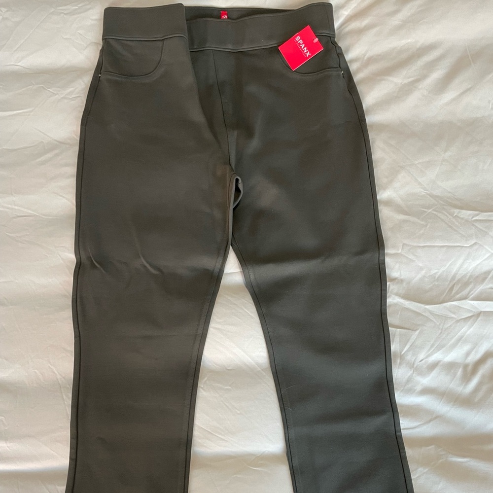 Spanx, perfect back pant, olive green, size large, NWT